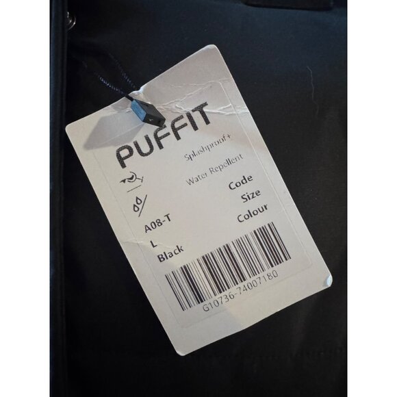Puffit Coat Black NWT Size Large Long Puffer Jacket Thickened Winter Hooded Deep - Picture 6 of 13